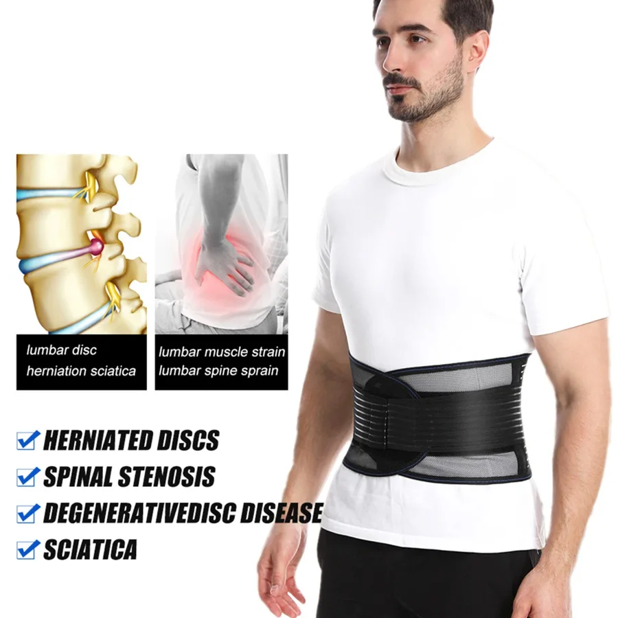 

Back Brace Men Women Waist Support Beltm Breathable Adjustable Lumbar Support Belt for Herniated Disc Scoliosis Back Pain Relief