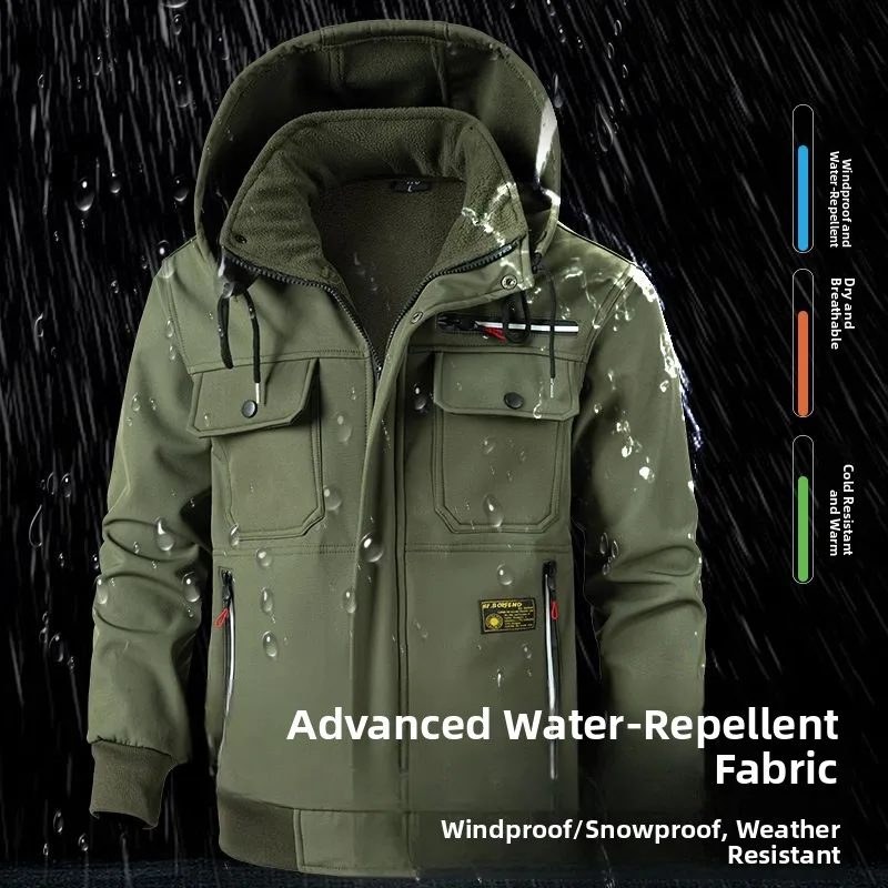 Thiened Fce 冬用作業服メンズジャケット暖かい屋外建設現場労働保護服長袖セット