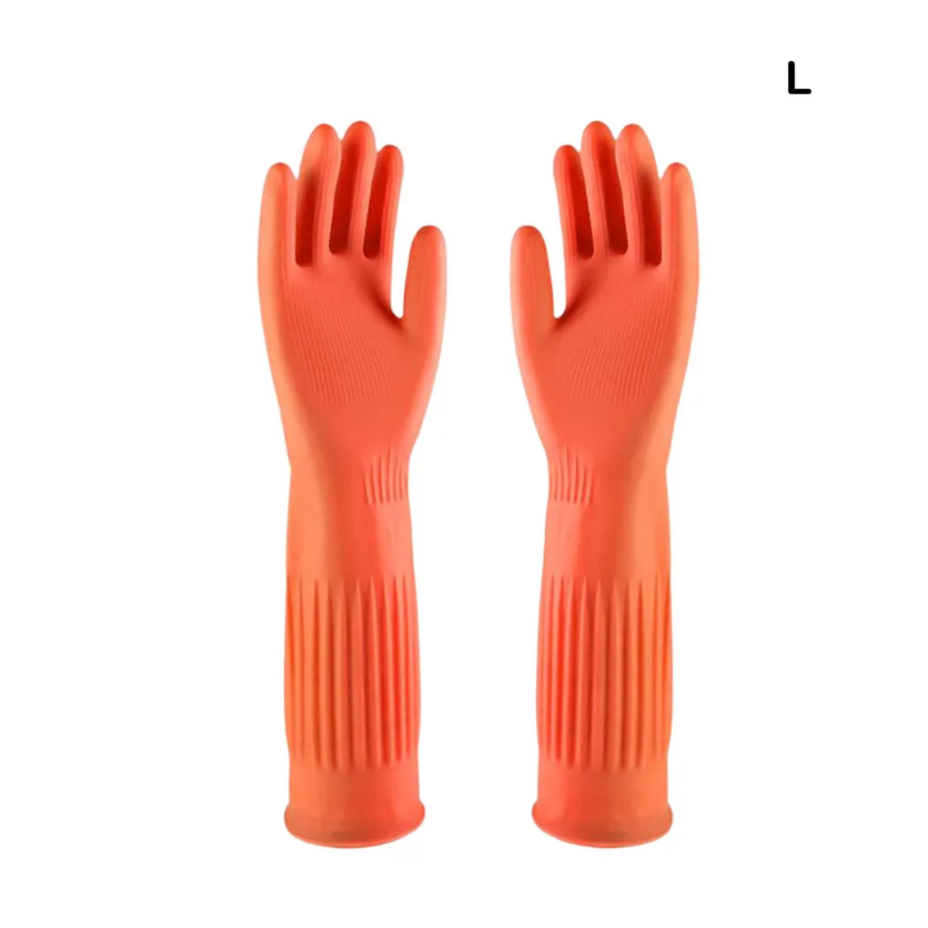 1 Pair Household Long Rubber Gloves Tools Industrial Glove Pink Free Size