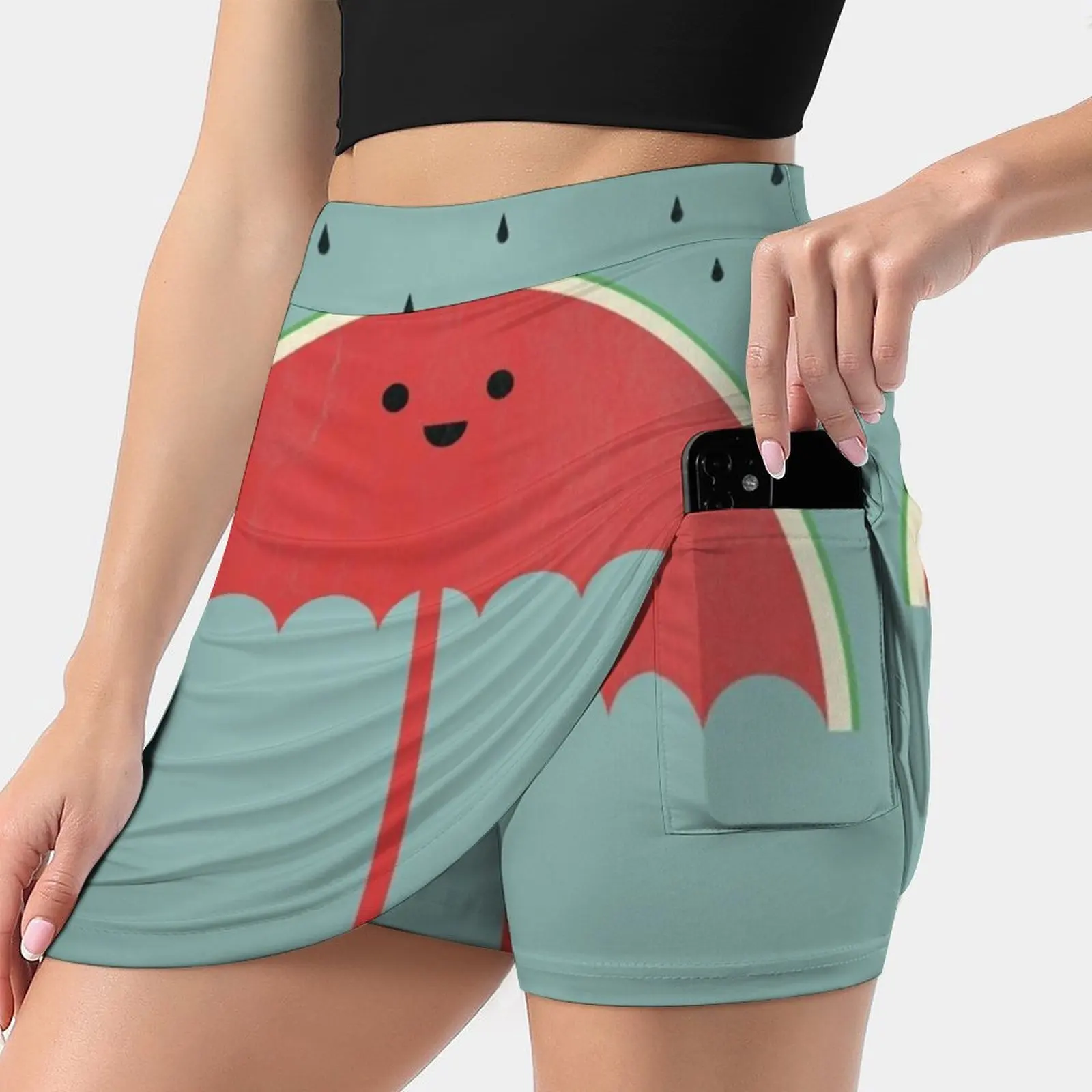 Watermelon Umbrella Women's skirt With Hide Pocket Tennis Skirt Golf Skirts Badminton Skirts Running skirts Watermelon Umbrella