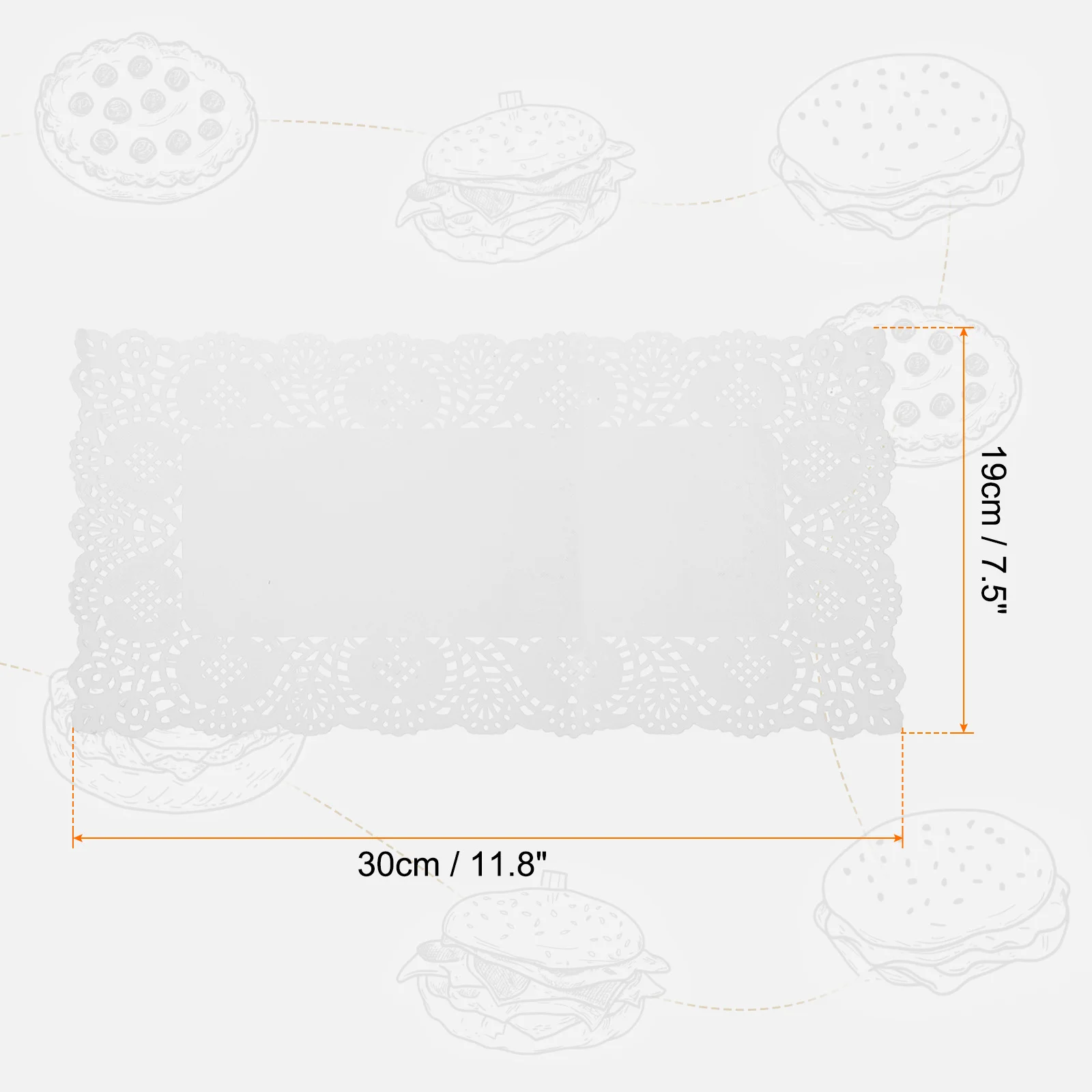 Zaplyte 50-Pack White Lace Paper Doilies – 12x16 Inch Rectangle Tableware Disposables