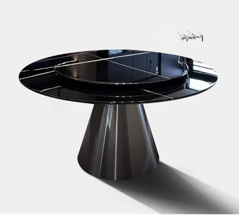 A able and chairs round table combination modern simple small apartment dining marble round dining table