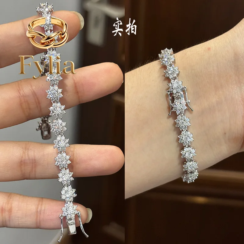 

Fylia Jewelry Luxury Solid Platinum PT950 Bamang Star Bracelet Moissanite Diamond Bracelet Women's Full Diamond Bracelet