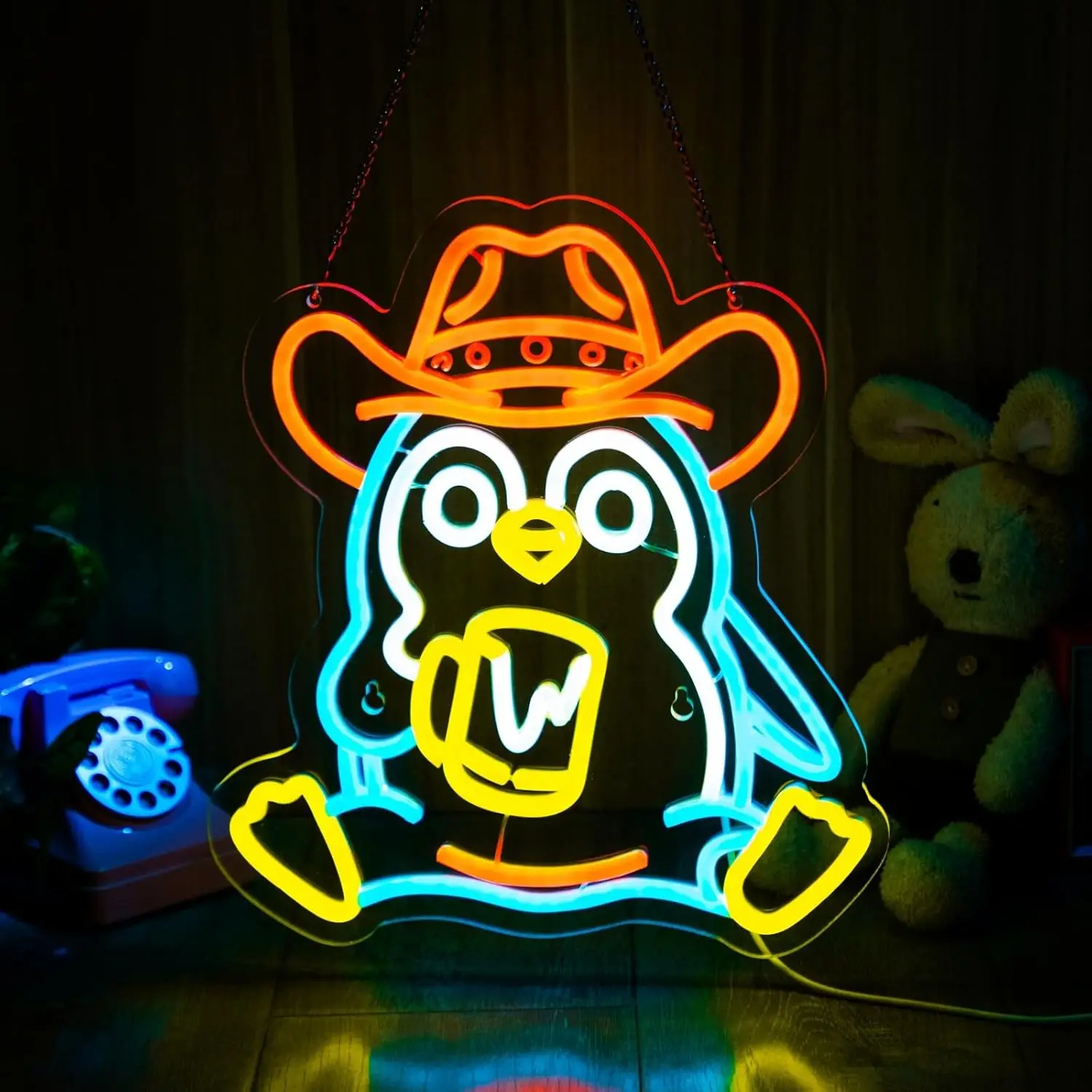Lumière LED Néon Pingouin Alimentée par USB pour Chambre d'Enfant, Magasin d'Animaux, Fête d'Anniversaire, Salle de Jeu, Décoration de Chambre, Cadeau, Lumière Murale Artistique