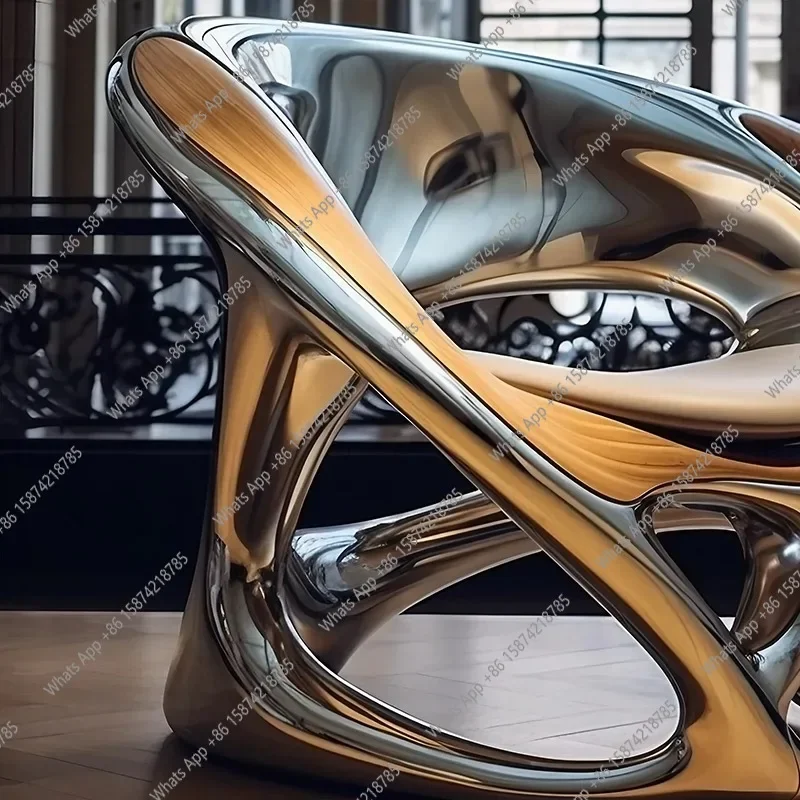 

MX Nordic Designer Creative Leisure Chair Living Room Balcony Single Sofa Negotiation Chair Hollow Electroplating Chair