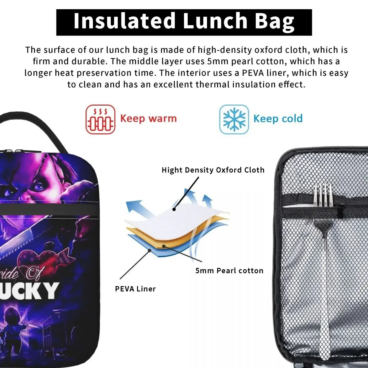 Seed Of Chucky Insulated Lunch Bag Portable Horror Storage Food Box Leakproof Thermal Cooler Bento Box Travel