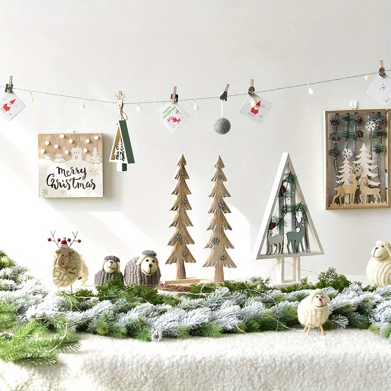 6.23ft Artificial Plants Christmas Garland Wreath Xmas Home Party Wedding Decoration Pine Tree Rattan Hanging Ornament