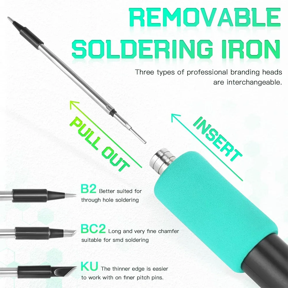 Kit Ujung Besi Solder Nirkabel Portabel 5V 15W Alat Solder Mini Kontrol Suhu Tiga Tingkat untuk Set Perbaikan Rumah DIY