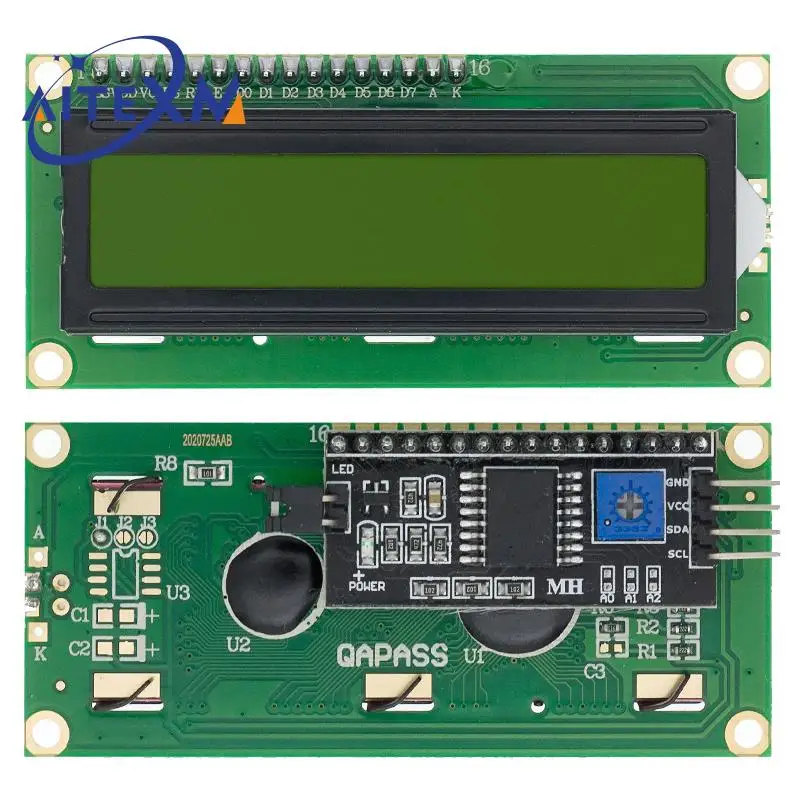 LCD1602  Display Module I2C Blue Green Screen 5V PCF8574 IIC Adapter Llate for Arduino YANXD