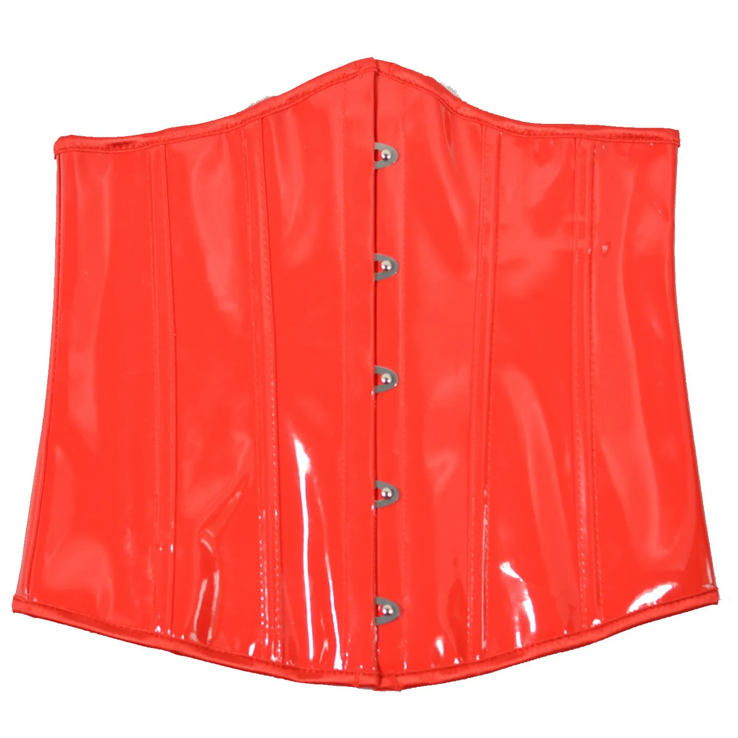 

Sexy Red Corsets Underbust Bustiers Front Busk Slimming Waist Trainer Korset Fish Boned Gothic Gorset Outwear Shinny PU Corselet