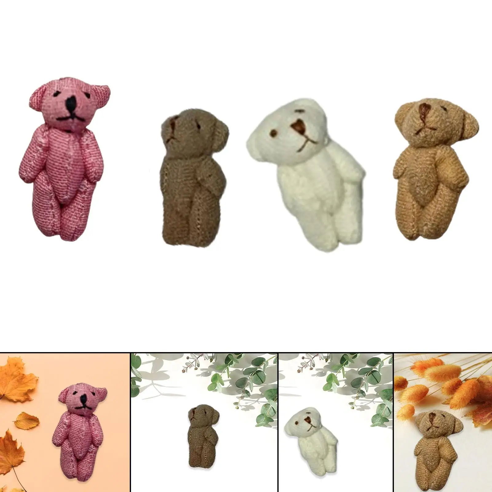 Plush Mini Joint Teddy Bear Soft Party Favors DIY Accessory Plush Bears Stuffed Animal Cute Bears Dolls for Valentine Gift Decor