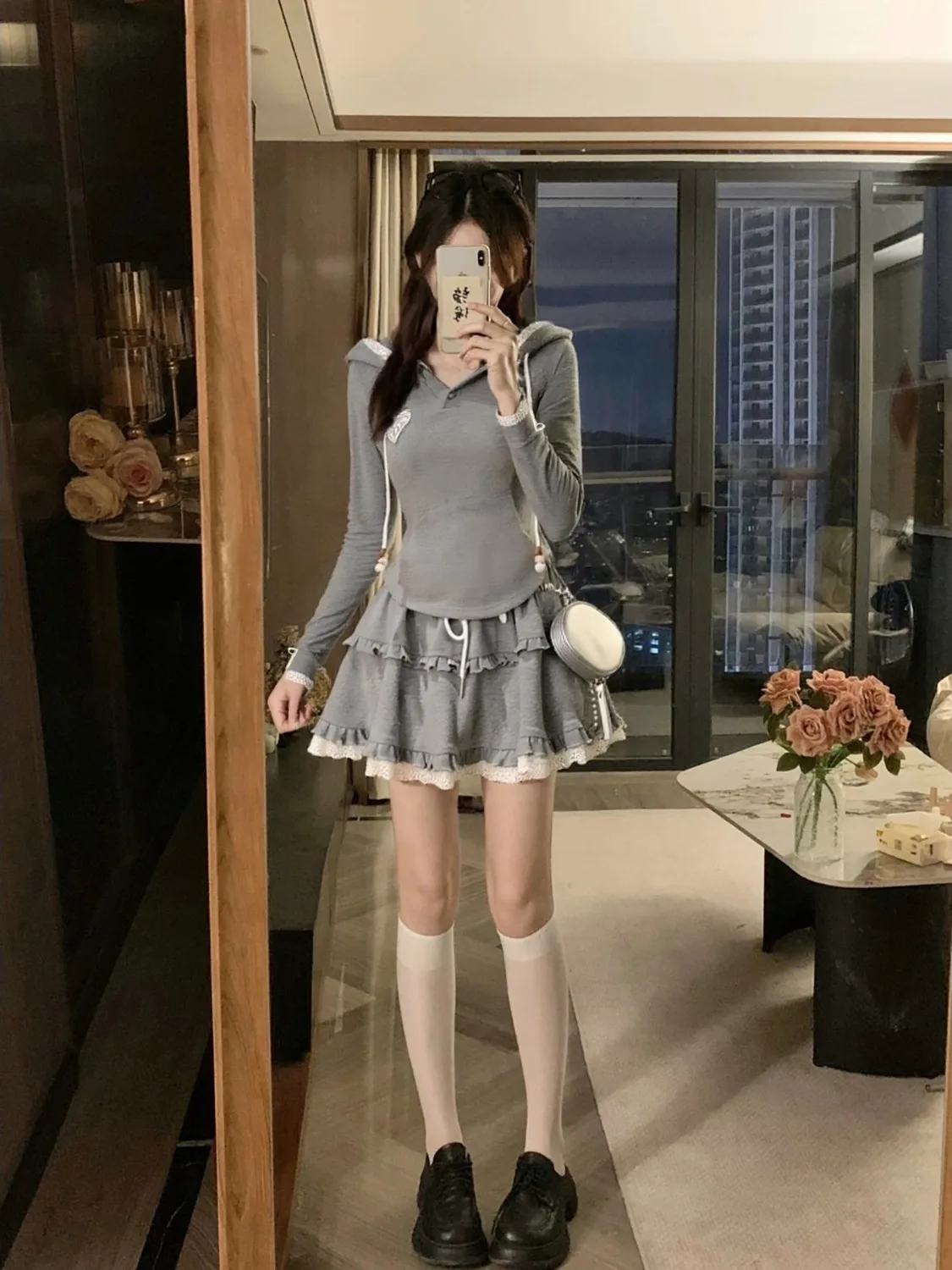 

plus Size Pure Desire Style Outfit Early Autumn Hat Long Sleeve Lace Splicing Skirt Set Korean Style Slim Fit High Waist...