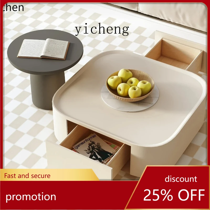 

HXL Cream Style Coffee Table Set for Living Room, Modern Simple Tea Table for Home Use