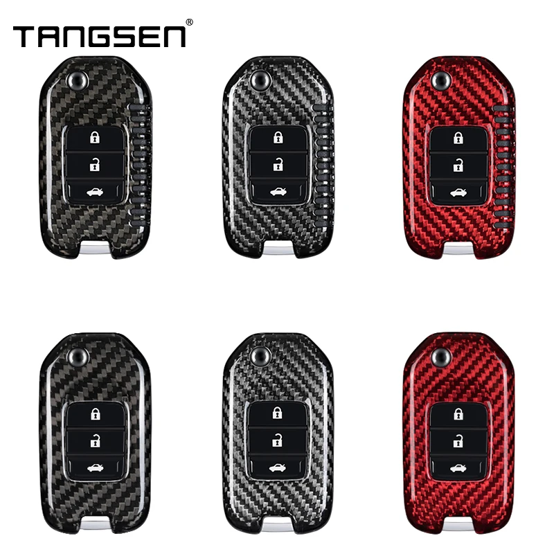 

Carbon Fiber Car Key Case Cover Shell For Honda Civic HRV CRV XRV CR-V Crider Odyssey Pilot Fit Accord Protector Access