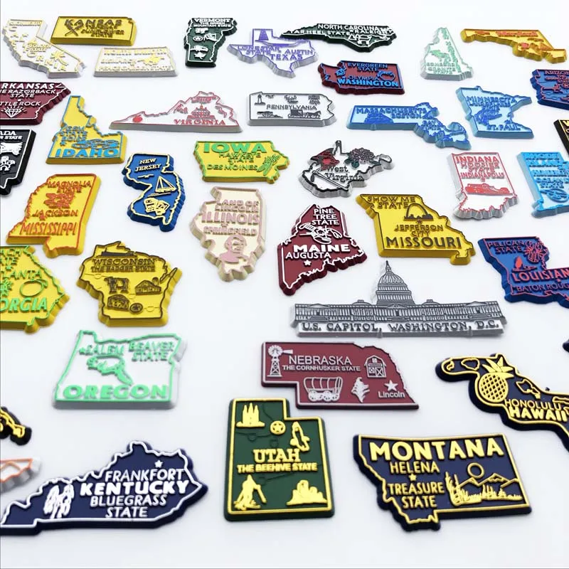 U.S. states refrigerator magnet OHIO Georgia Alaska Illinois Michigan Hawaii California Oregon tourist souvenir PVC fridge decor