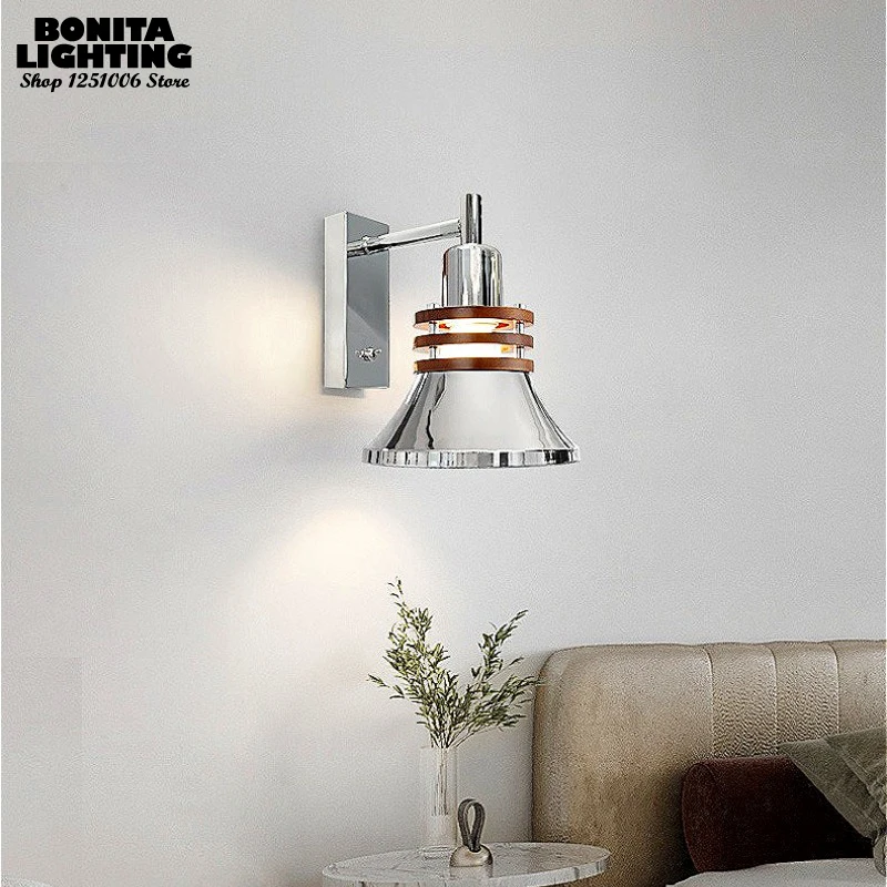 Middle Ancient Style Solid Wood Wall Sconces Rotatable,Bedroom Aisle Kitchen Bathroom Chrome Retro Decorative Wall Light