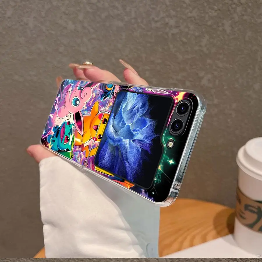 Funda para Samsung Galaxy ZFlip6 ZFlip7 ZFlip4 ZFlip5 Z Flip 7 6 5 4 3 ZFlip3 funda dura para teléfono Anime Pikachu Gengar