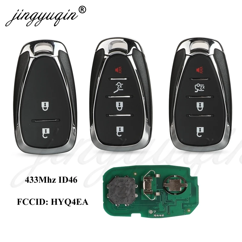 jingyuqin 4/3+1 Button Smart Remote Key Fob for Chevrolet Camaro Equinox Cruze Malibu Spark 433MHz ID46 HYQ4EA