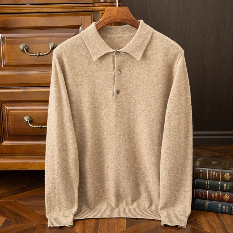 Autumn and Winter New Collection (100% Cashmere) Men's Casual POOL Collar Solid Color Casual Sweater for Men