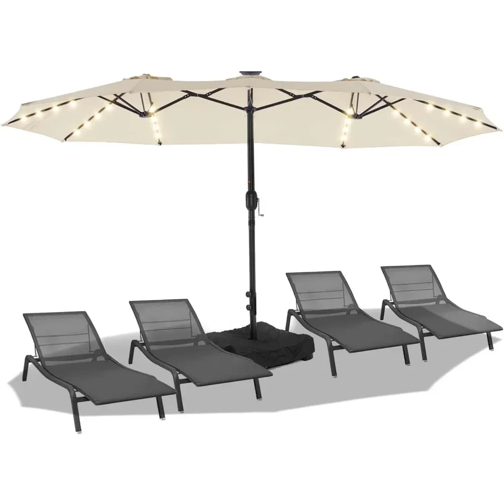 for Patio Umbrellas for Double Sided with Base, Crank Handle and Superior Resistance, 15ft Outdoor Umbrella