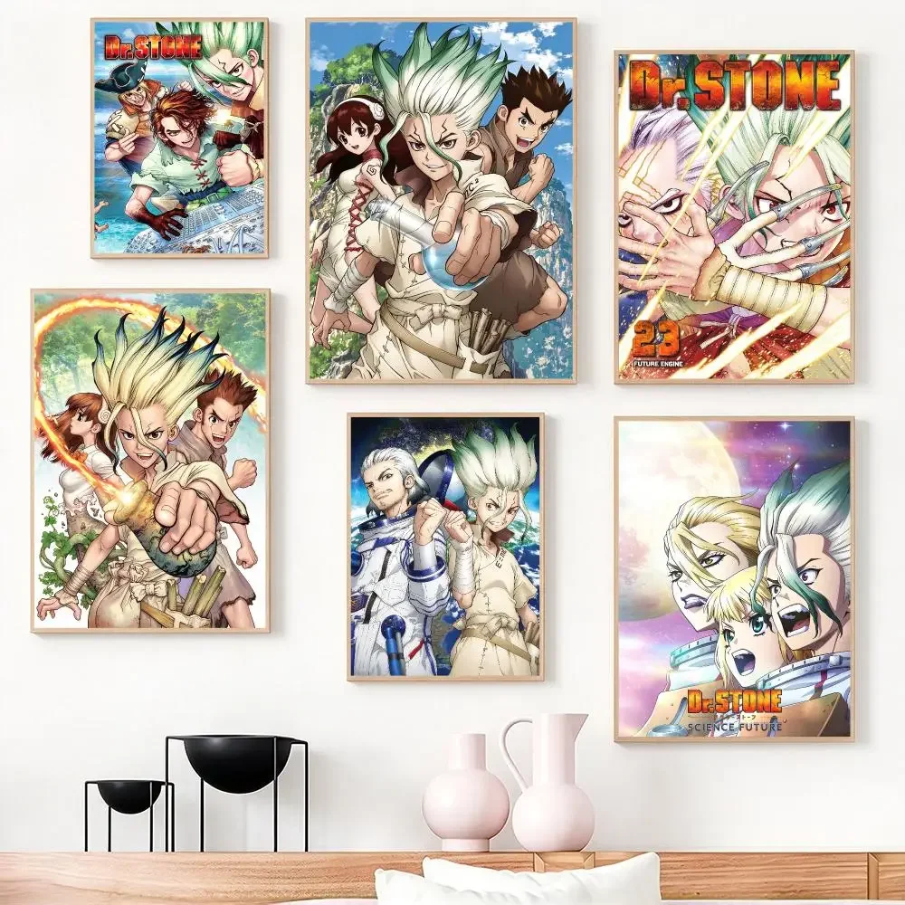 anime Dr. Stone：Science Future Poster Poster HD Frameless Creamy Style Home Decor Wall Art for Living Room Bedroom Gift