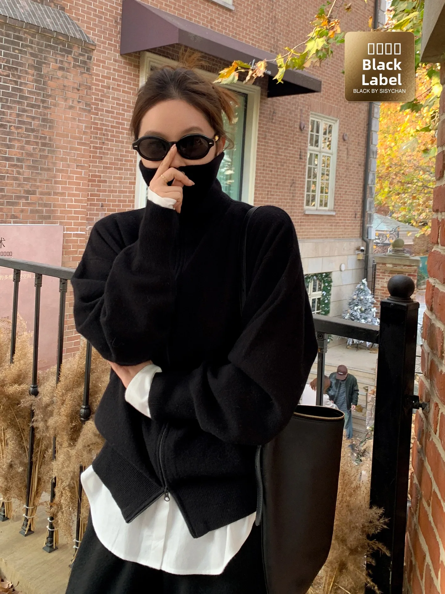 

Liberlin Sisy Bla Label Zipper Knitted Open Cardigan Slimming Casual Women's Striped Sweater Autumn Winter Top Korean Sle