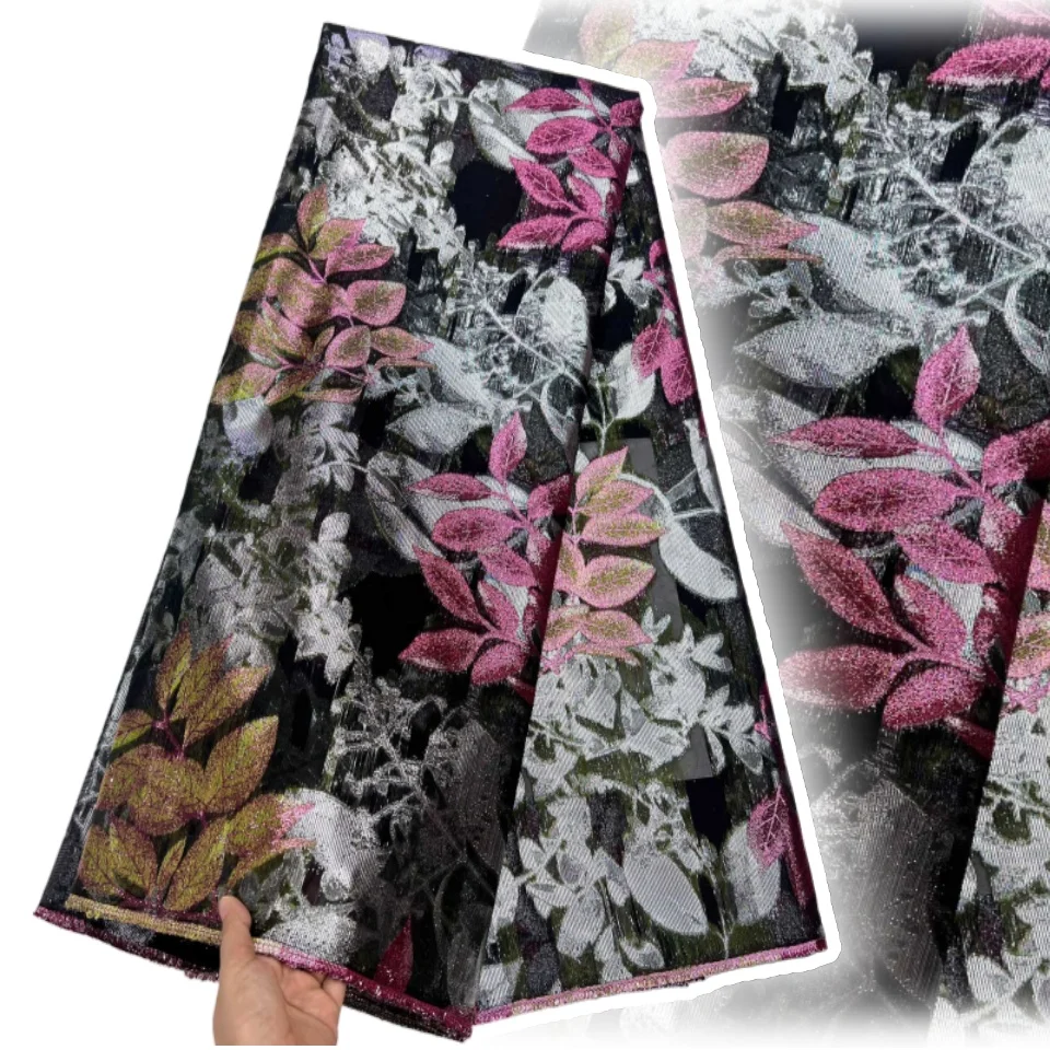 Ultimo 2025 Tessuto di pizzo broccato africano di alta qualità Tessuto di pizzo jacquard nigeriano Damasco per le donne Abiti da festa di nozze AH1648