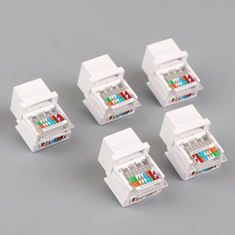 5PCS  Socket Computer Outlet Cable Adapter Jack Tool-free CAT5E UTP RJ45 Connector Information Network cable adapter