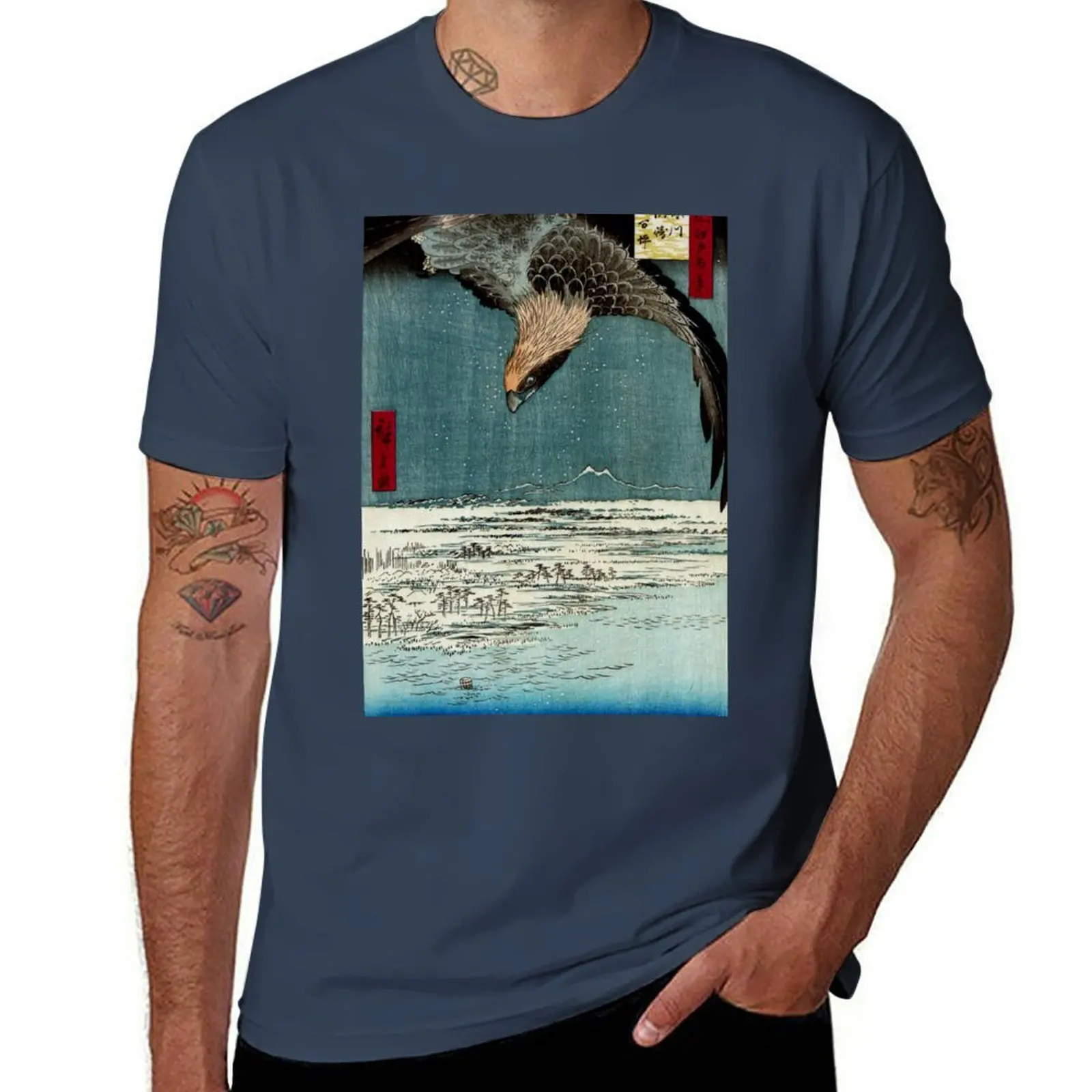 

Hawk Flying Above A Snowy Landscape - Utagawa Hiroshige T-Shirt Plus Size Workout Short Sleeve Top