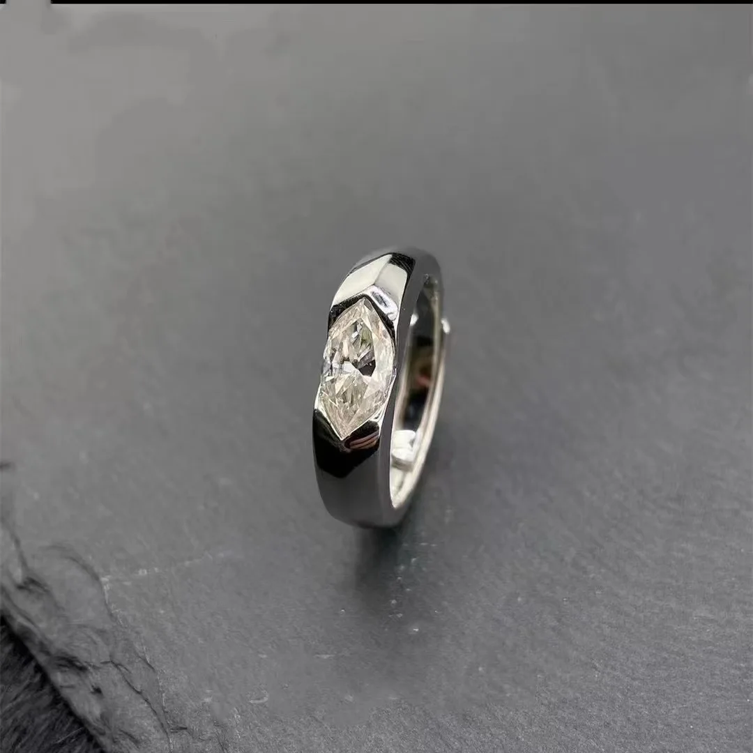 S925 Silber 1ct Marquise-förmiger Moissan ite Ring ist einfach, cool, luxuriös und High-End für Paare zu tragen