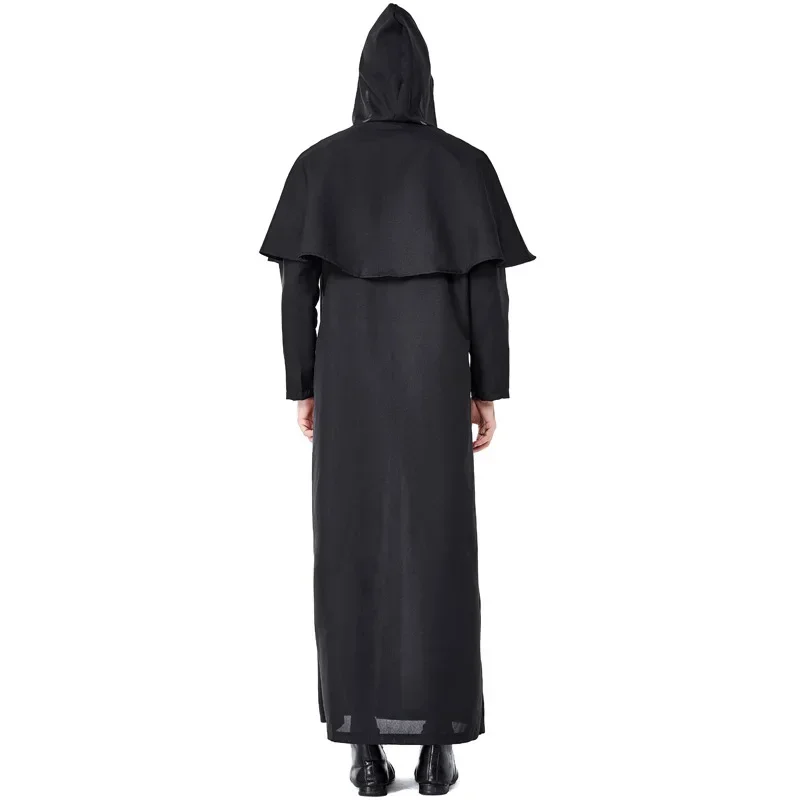 Uomo Nero Azrael Morte Costume Sacerdote Pastore Ministro Cosplay Abito Abito Carnevale di Halloween Purim Mardi Gras Party Outfit