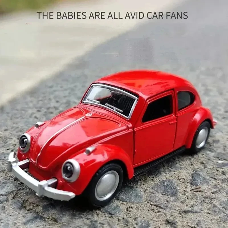 1pc Motorcar Decoration Auto Carrying Accessories for Boy Gift Alloy Car Model Beetle Vintage Door Opening Force Children's Toy