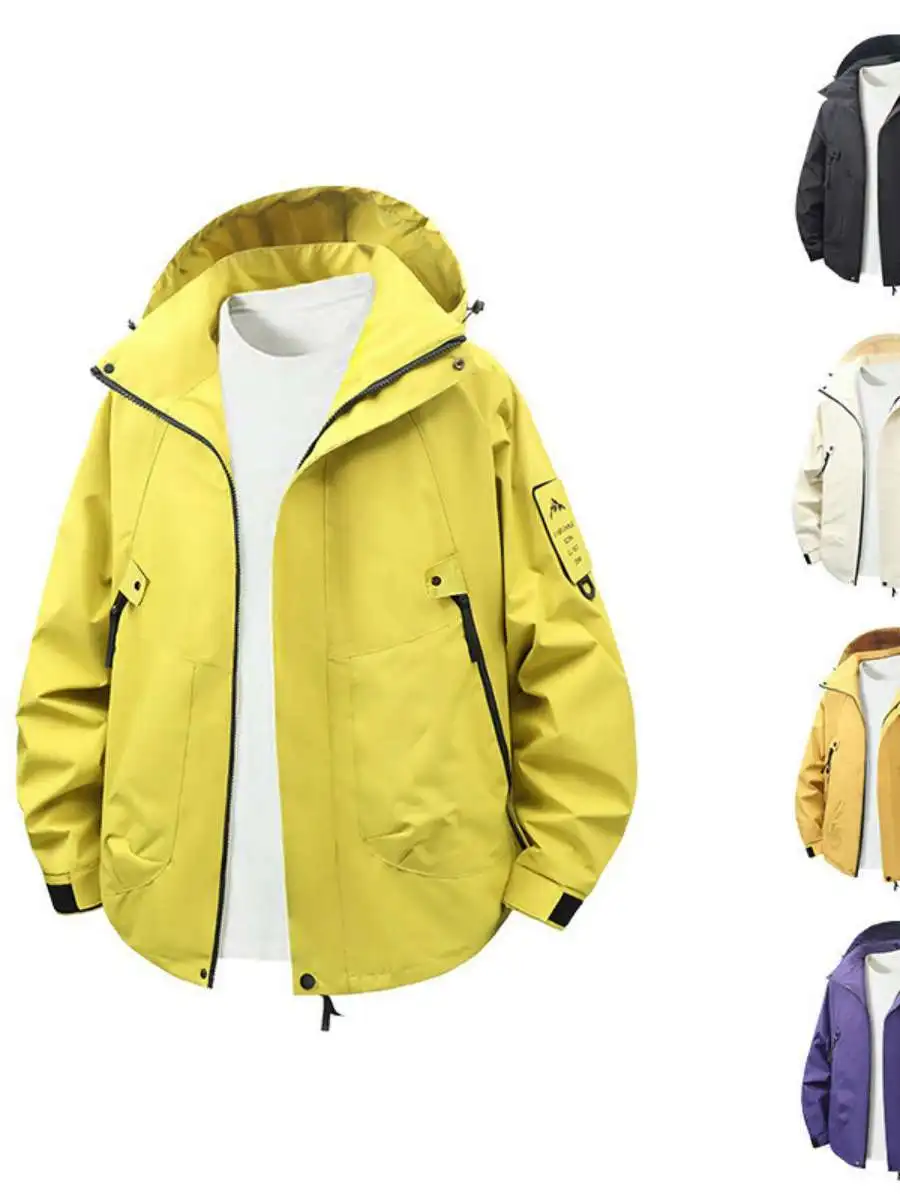 

Новая весенняя мужская куртка с капюшоном, свободная универсальная куртка для альпинизма, мужская верхняя одежда больших размеров, длинный рукав, цвет B...