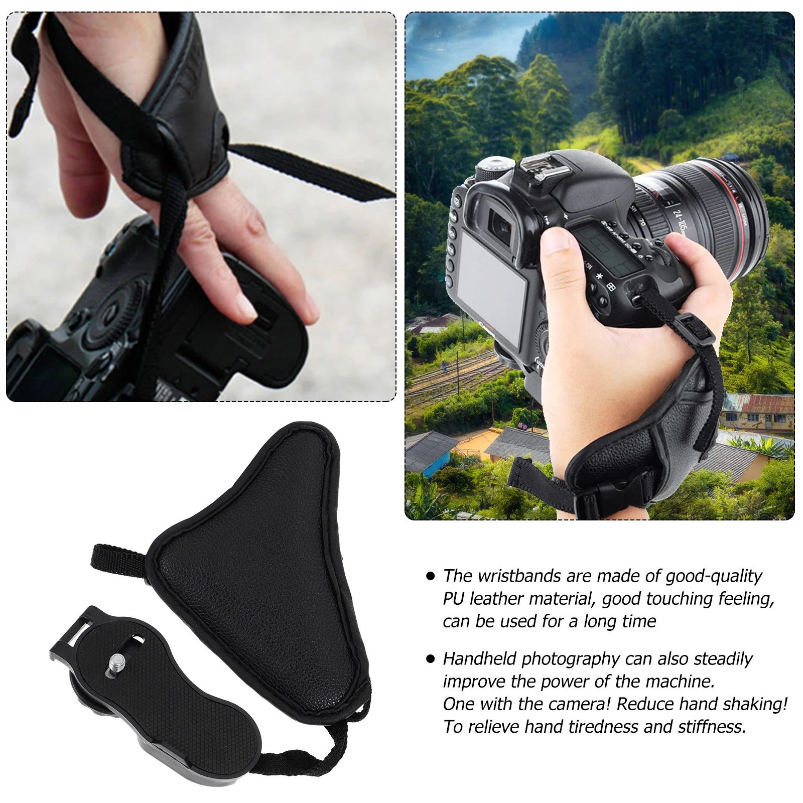 

2Pcs Digital Camera Wrist Straps PU Adjustable Hand Grip Straps Protective Camera Bands for Professional Cameras