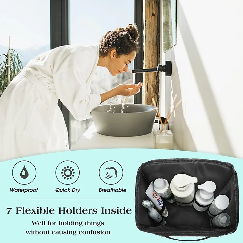 Waterproof Bathroom Organizer Capacity Hanging Toiletry Bag With Handle Multiple Compartments For Quick-drying Shower Caddy