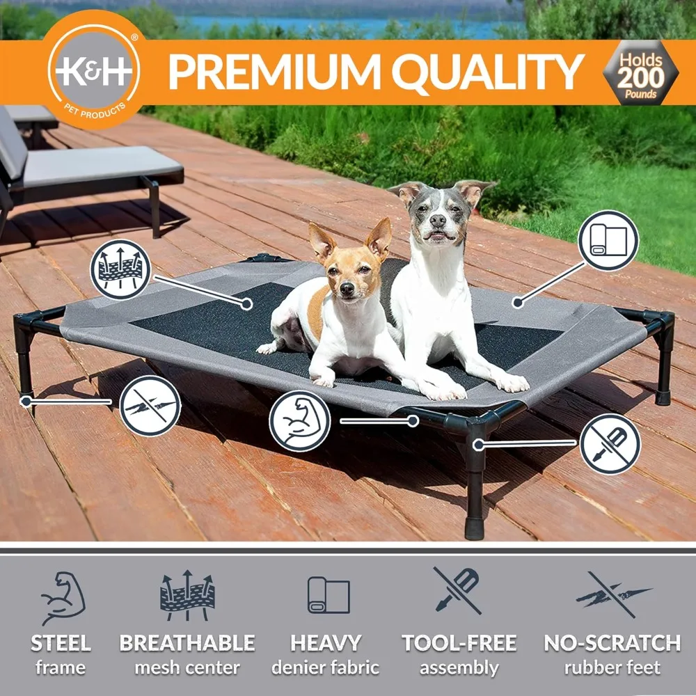 

Outdoor Elevated Dog Cot, Breathable Cooling Elevated Cot Hammock Pet Bed for Large Dogs, Washable Mesh Cover