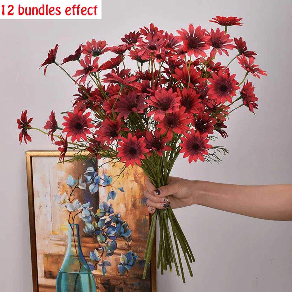 5 Heads  Artificial Flowers Daisy Silk Flowers Decoration Party Wedding Decoration Home Party Daisy Floral Arrangement Decors