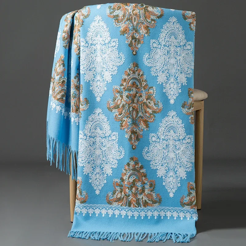 

Women Embroidery Pashmina Cashmere Scarf 2024 New Warm Tassels Scarf Long Size Shawl Fashion Holiday Blanket Shawl Scarves