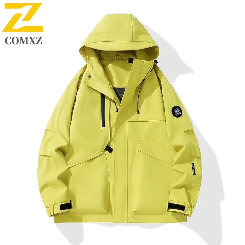 

COMXZ Мужская куртка премиум-класса с капюшоном, ветрозащитное мотоциклетное пальто для скалолазания, легкая осенняя новая одежда в городском уличном стиле