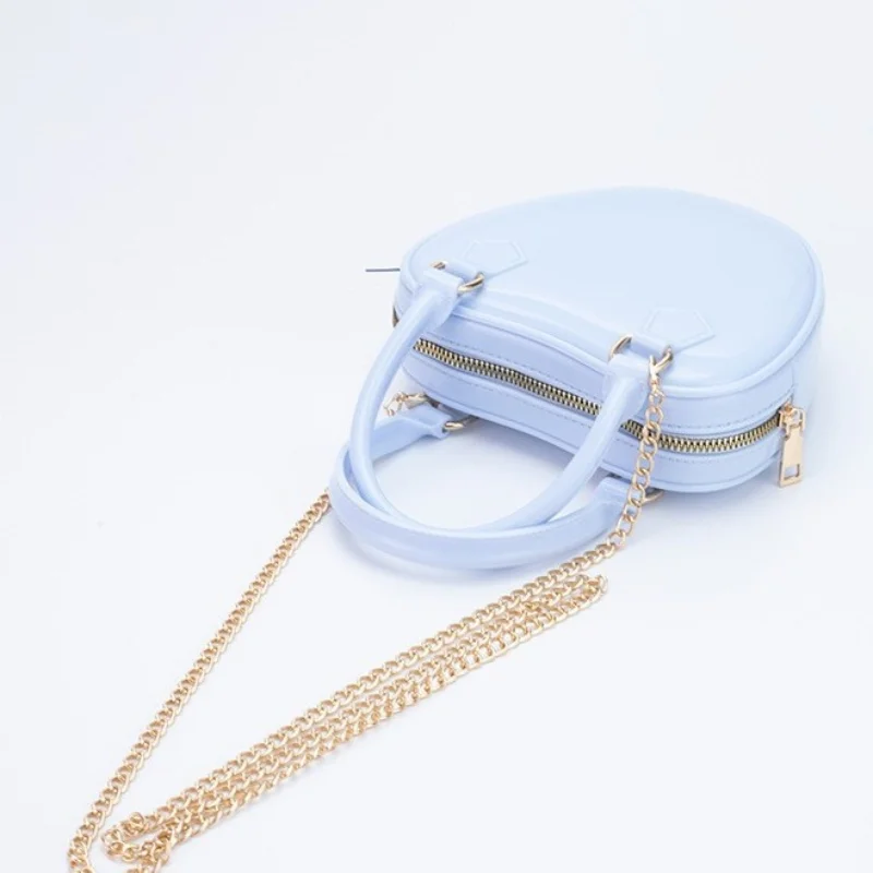 Simple PVC Mini Peach Heart Crossbody Shoulder Bags Summer Chain Women Top Handle Bags Fashion Jelly Handbags for Party Evening