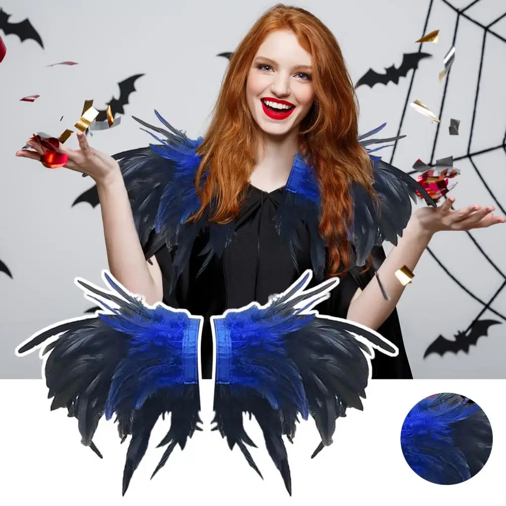 

Faux Feather Shawl Cosplay Feather Shrug Shawl Cape Set for Halloween Party Stage Performance Adjustable Band Dancer Costume