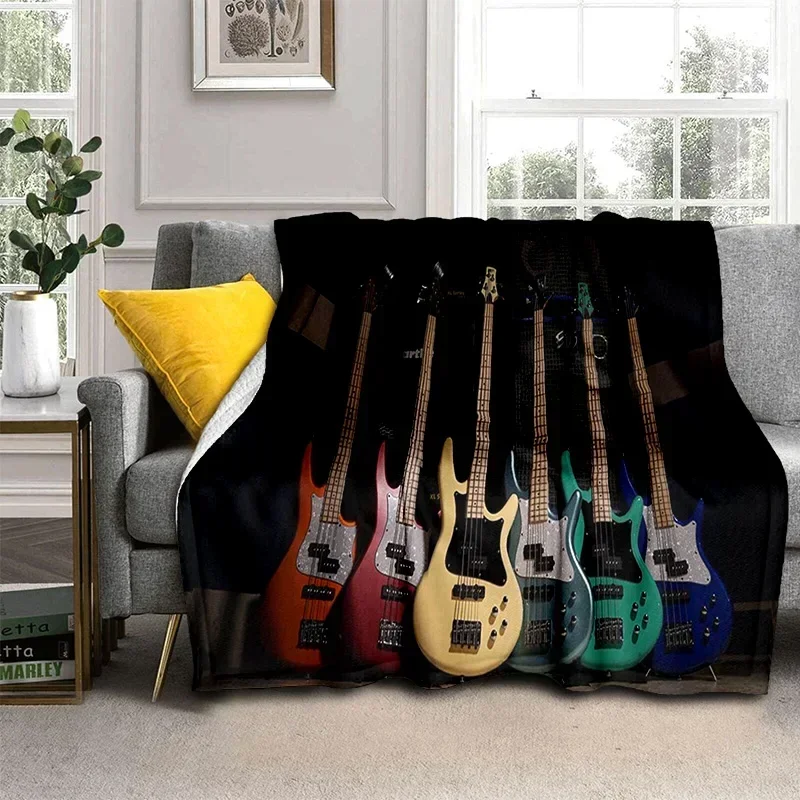 Electric Guitar 3D Classical Guitar Blanket,Soft Throw Blanket for Home Bedroom Bed Sofa Picnic Travel Office Cover Blanket Kids