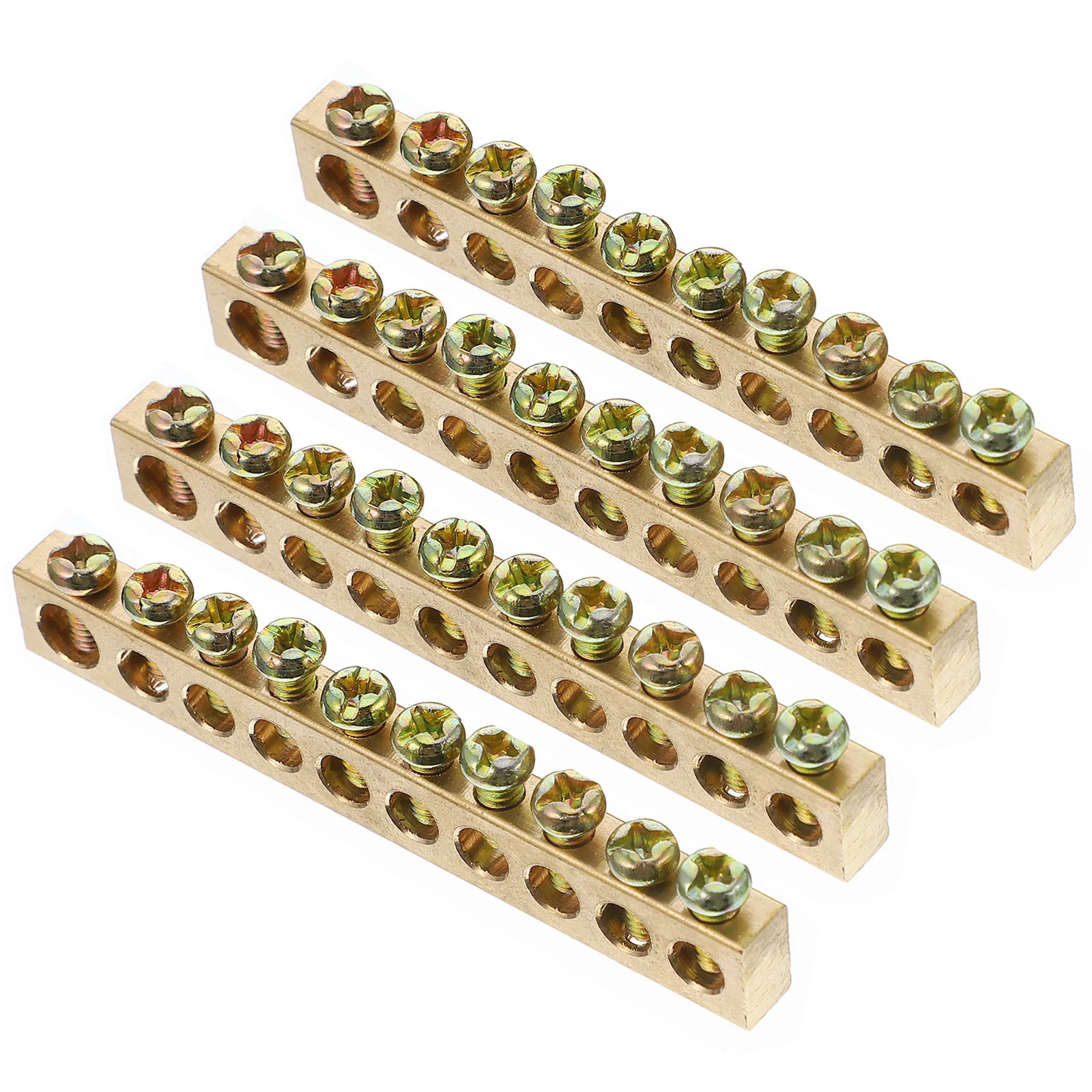 

4 pcs 10 Hole Copper Grounding Bars Terminal Block Electrical Connecting Distribution Wire Connector Screw Terminal Power Supply