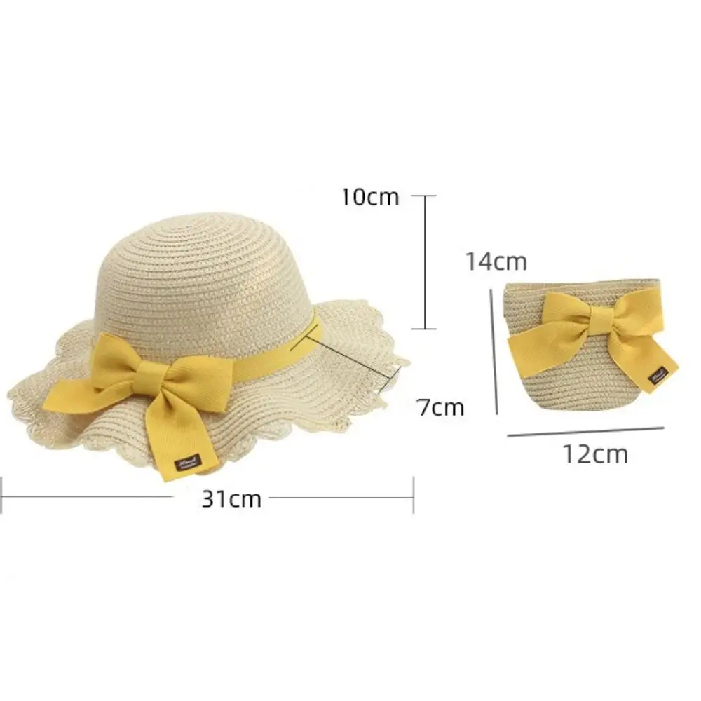 New DIY Summer Sun Protection Travel Fisherman Hat Straw Bag Cap Set Beach Hats Kids Sun Hat