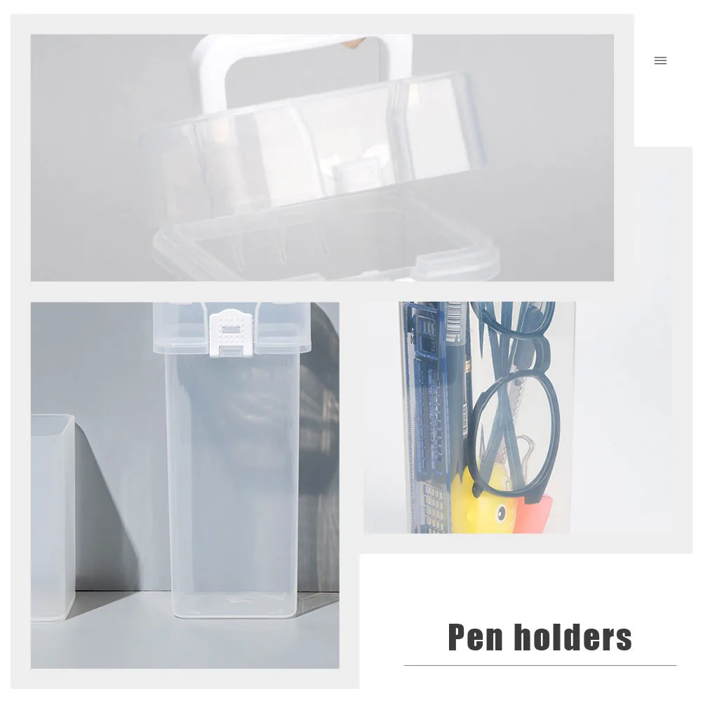 4 قطعة حامل أقلام تخزين منظمات أقلام رصاص بلاستيكية مربعة شفافة لحاويات القرطاسية المكتبية المدرسية المكتبية