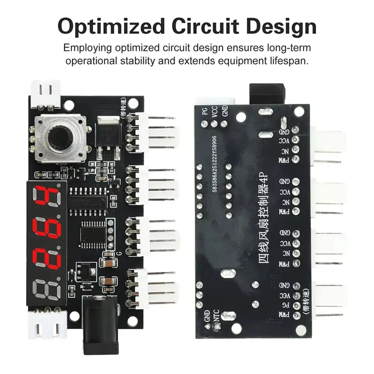 LNHF DC 5-24V 5A 4 Way PWM Fan Speed Control Intelligent Temperature Control Cooling Temperature/Speed DC Motor Controller