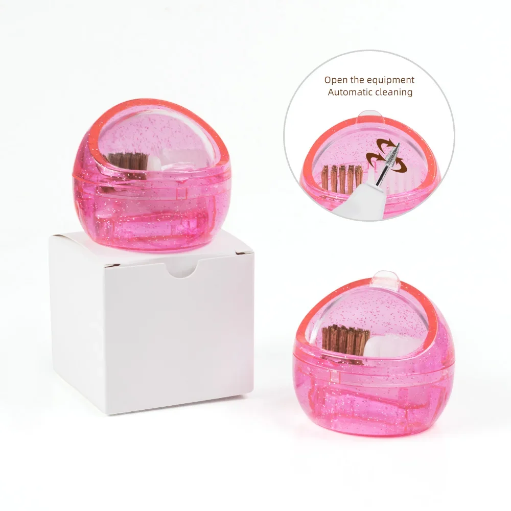 

Round Nail Drill Bit Cleaning Brush Portable Soft Hard Brush Cleaner Box Professional Nail Art Equipment Manicure Accessories