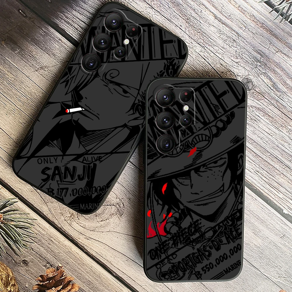 One P-Piece Anime Cartoon For Samsung Galaxy S24 S23 S22 S21 S20 FE S10 S10E Plus Ultra Pro Lite 5G Black Funda Phone Case