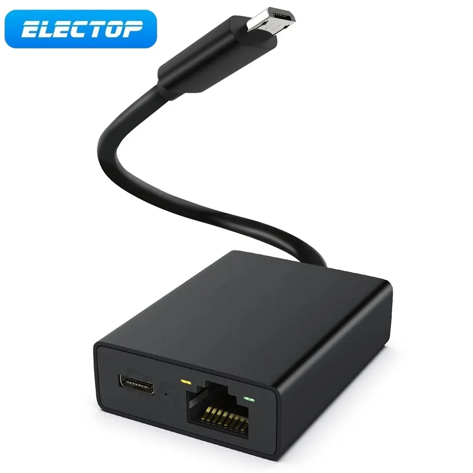 Adaptador Ethernet ELECTOP 1000Mbps para Fire TV Stick, Micro USB a RJ45, tarjeta de red Ethernet compatible con Fire TV Stick/4K Max