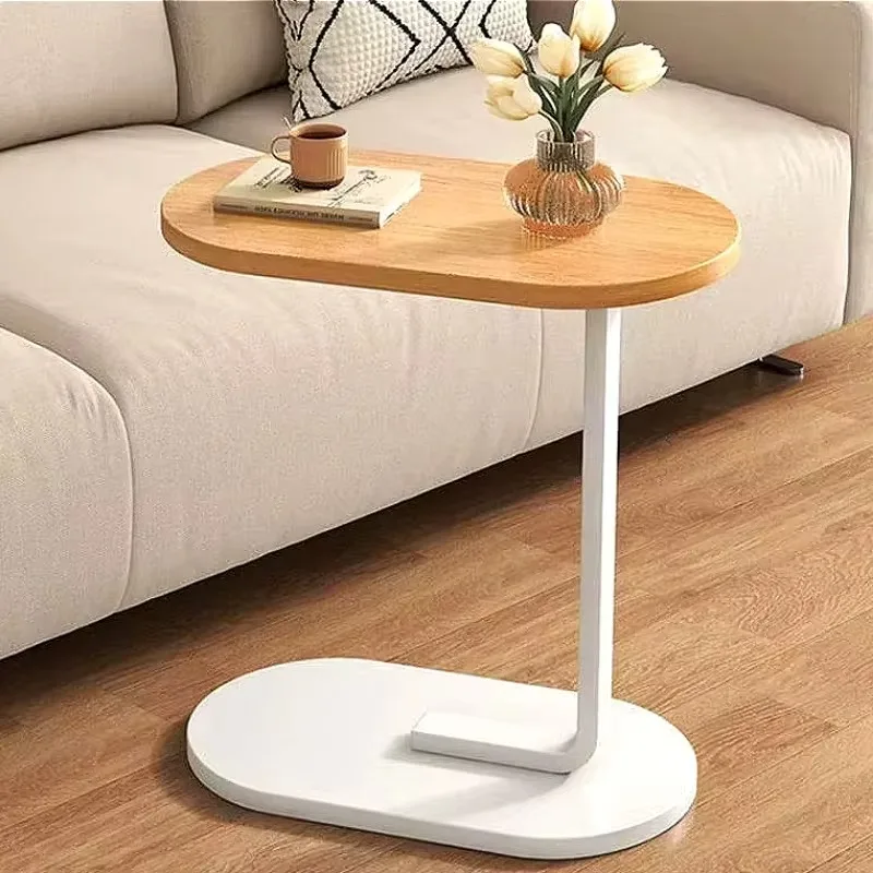Mesa auxiliar moderna para sofá pequeño, mesa esquinera de cama de madera para ocio, adecuada para sala de estar, dormitorio, mesa auxiliar en forma de C ajustable